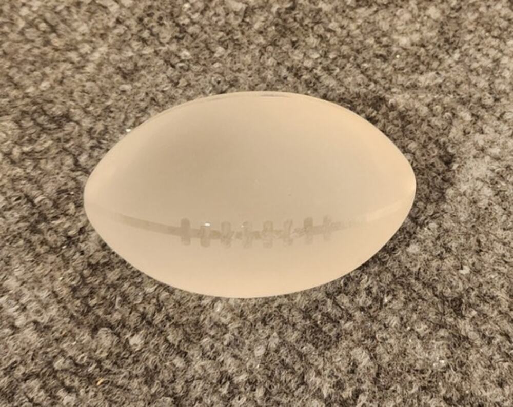 Vintage Clear Glass Football Paperweight Figurine Sports Desk Decor 3 Inch